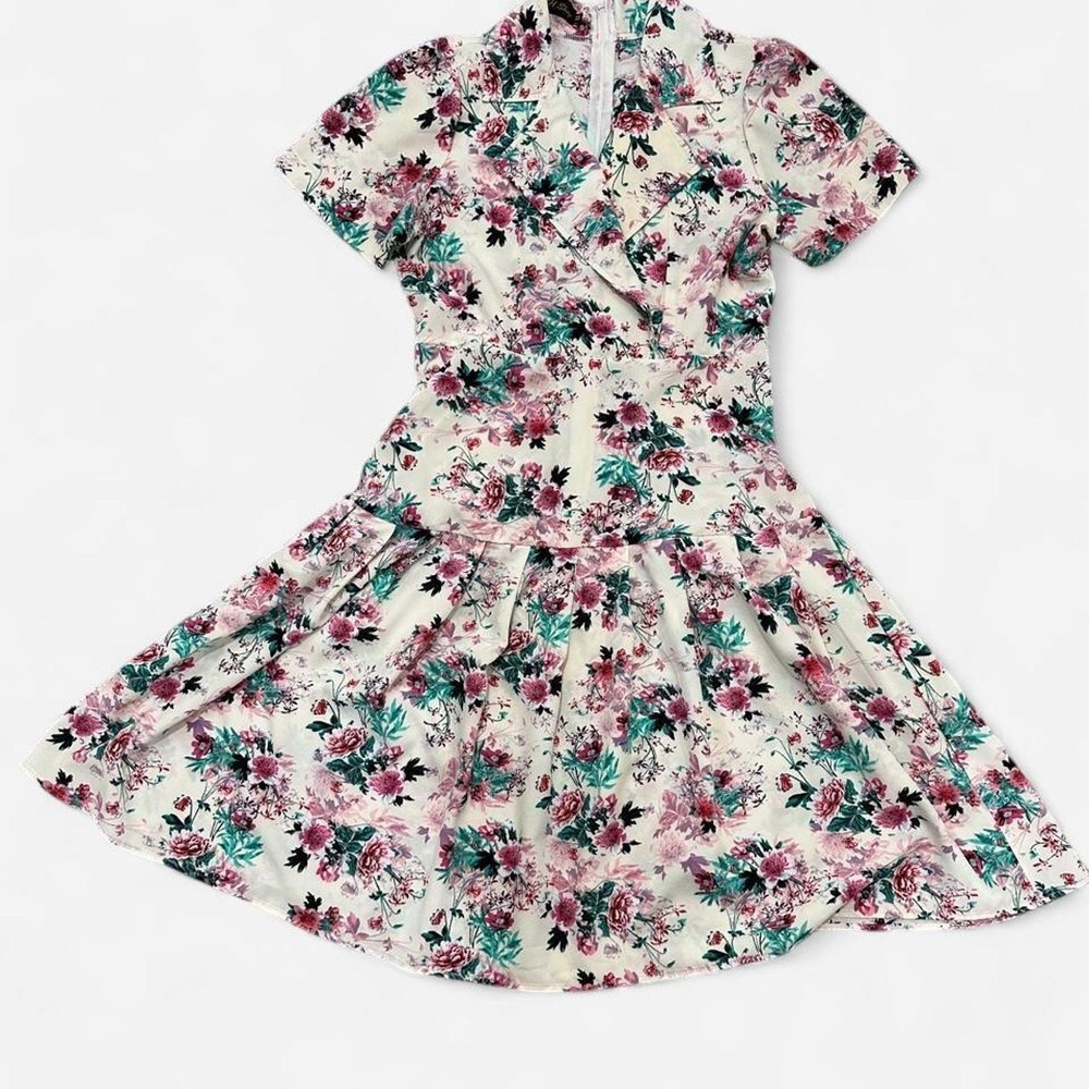 Romantic Cottagecore Floral Pleated Dress